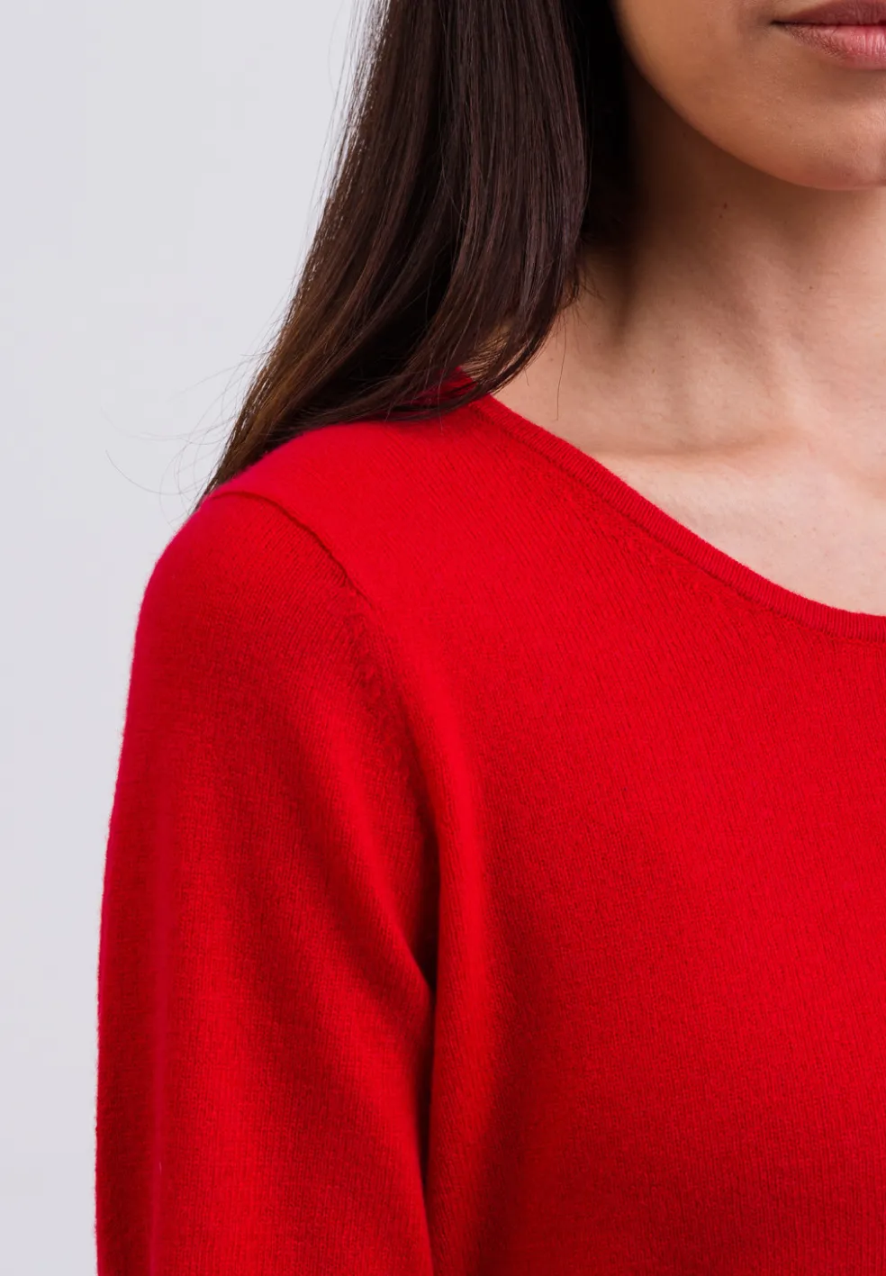 Kaschmir Rundhals Pullover rot