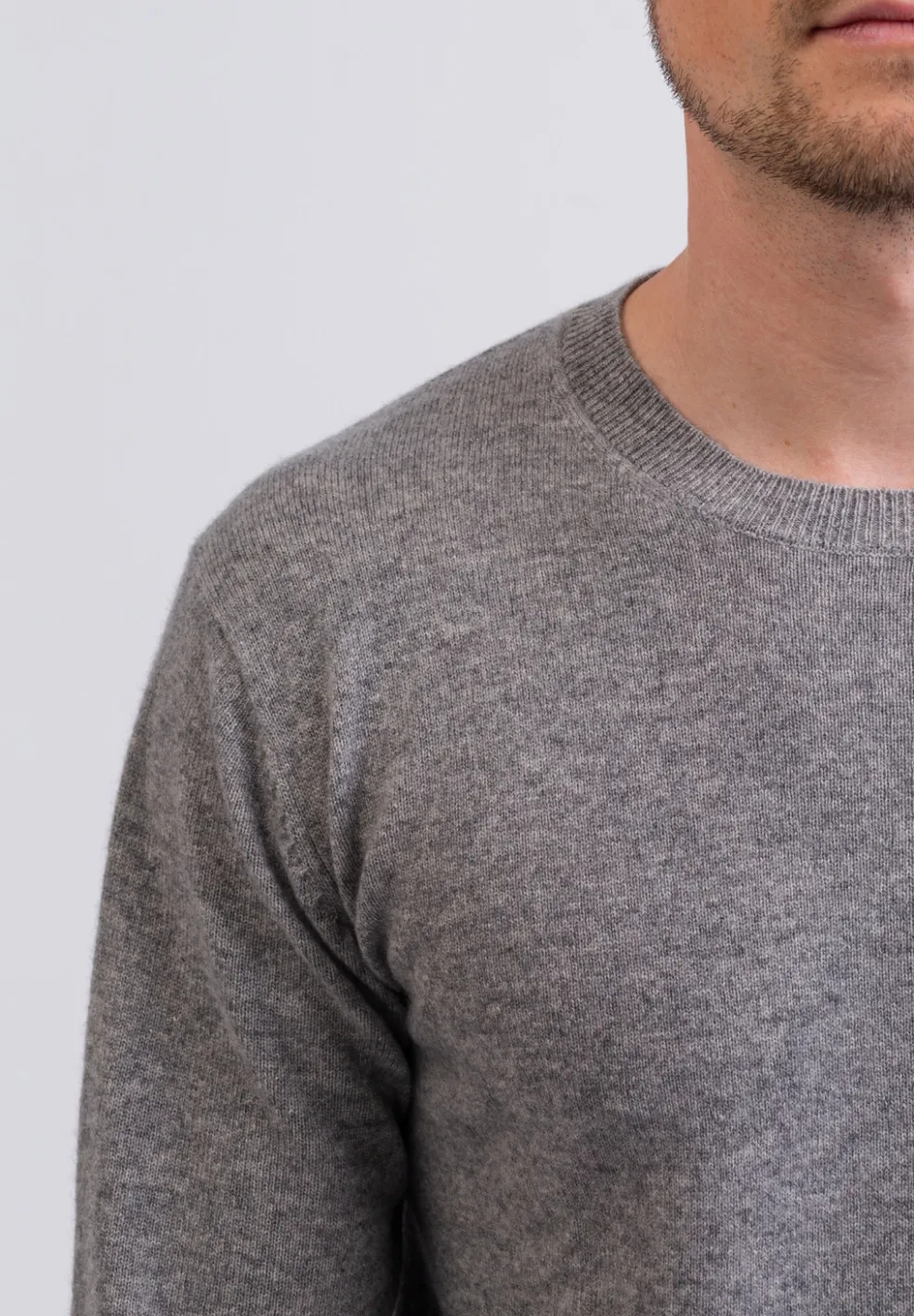 Kaschmir Rundhals Pullover grau