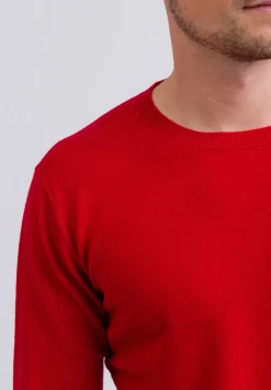 Kaschmir Rundhals Pullover rot