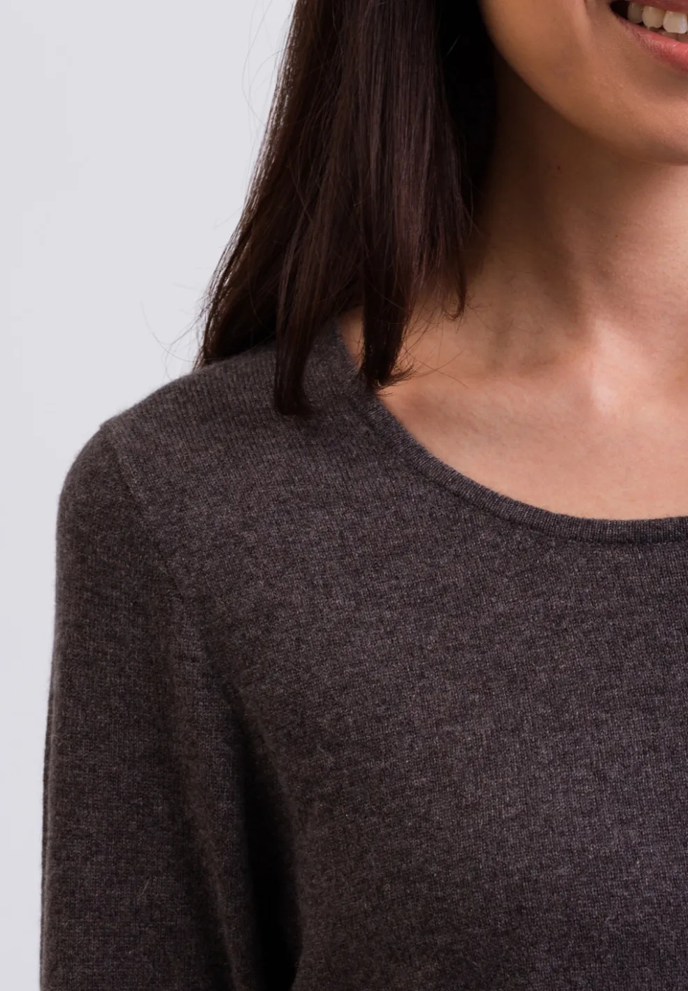 Kaschmir Rundhals Pullover taupe melange