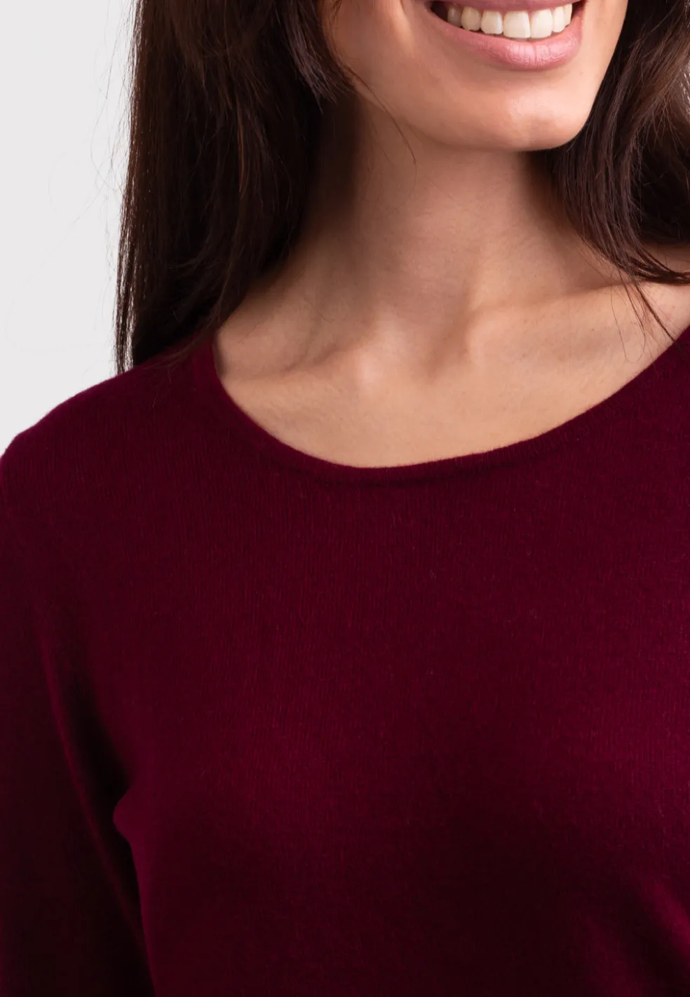 Kaschmir Rundhals Pullover rouge noir