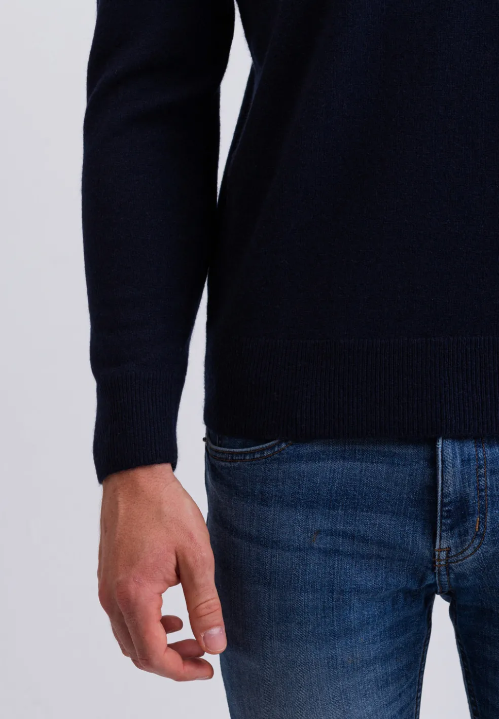 Kaschmir Rundhals Pullover marine blau