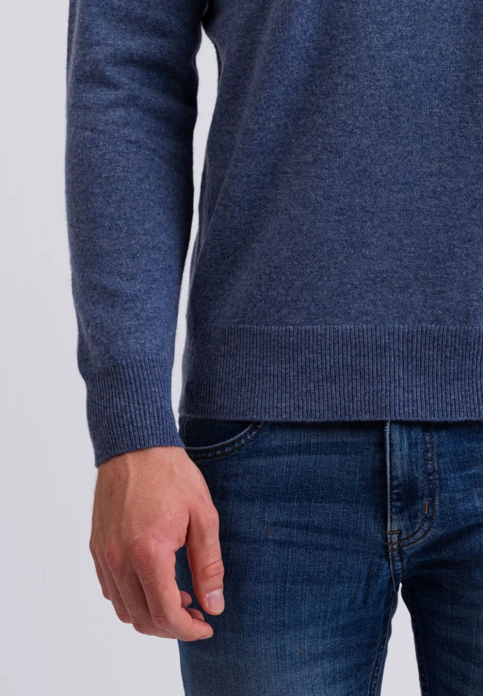 Kaschmir Rundhals Pullover jeans blau