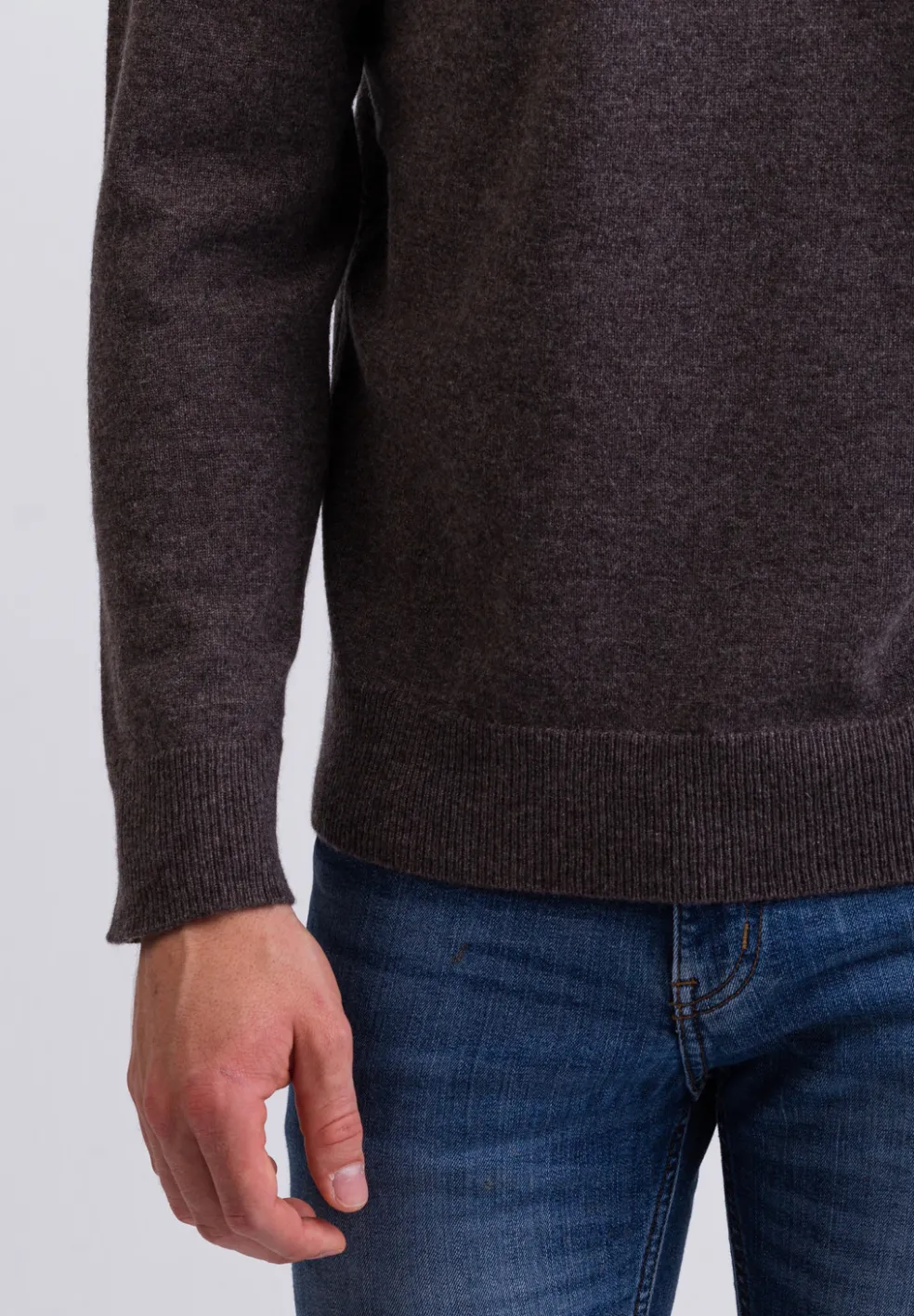 Kaschmir Rundhals Pullover taupe melange