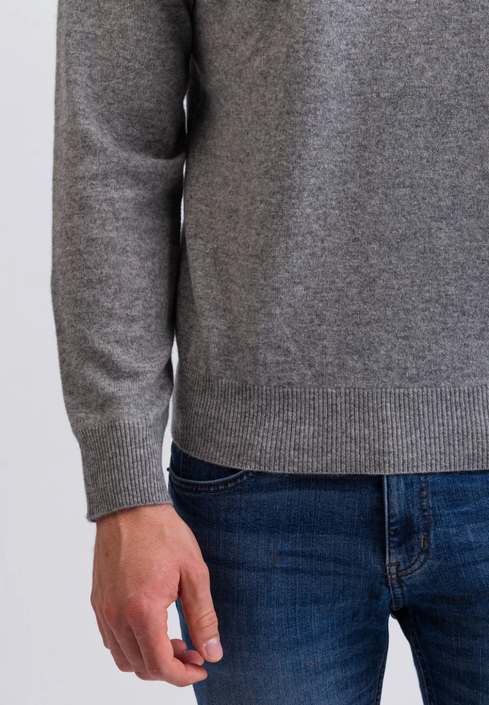 Kaschmir Rundhals Pullover grau