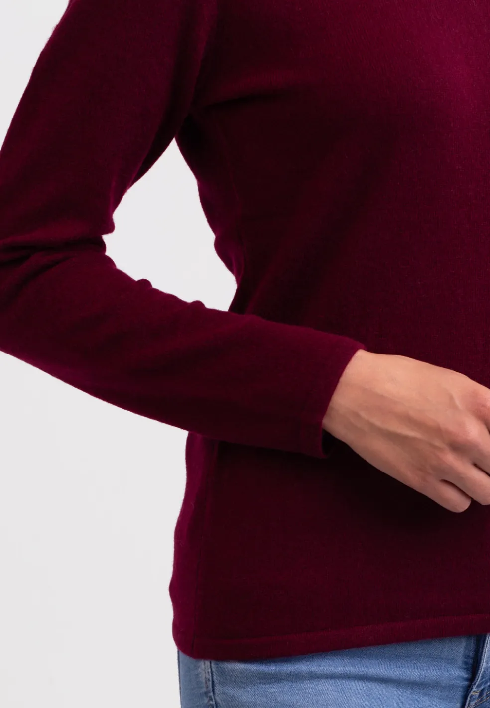 Kaschmir Rundhals Pullover rouge noir