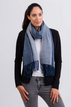 Kaschmir Schal double face blau und cream