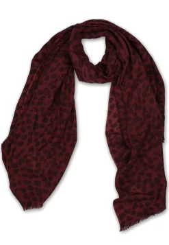 Kaschmir Schal leopard limited edition burgunderrot