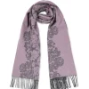 Kaschmir Schal mit Blumenmuster (GOTS) grau und pink