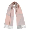 Kaschmir Schal mit Herzmuster (GOTS) hellgrau/pink/orange