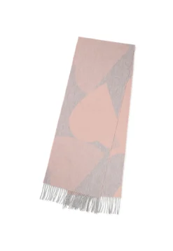 Kaschmir Schal mit Herzmuster (GOTS) hellgrau/pink/orange