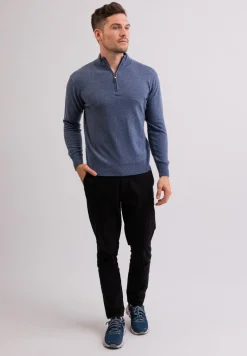 Kaschmir Stehkragen Pullover jeans blau