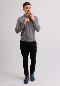 Kaschmir Stehkragen Pullover grau