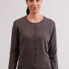 Kaschmir Strickjacke Cardigan Rundhals taupe melange