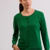 Kaschmir Strickjacke Cardigan Rundhals grün
