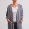 Kaschmir Strickjacke Cardigan Lang grau