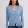 Kaschmir Strickjacke Cardigan V-Ausschnitt hellblau (Frühling)