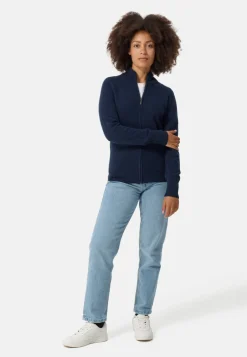Kaschmir Strickjacke Cardigan mit Reissverschluss marine blau