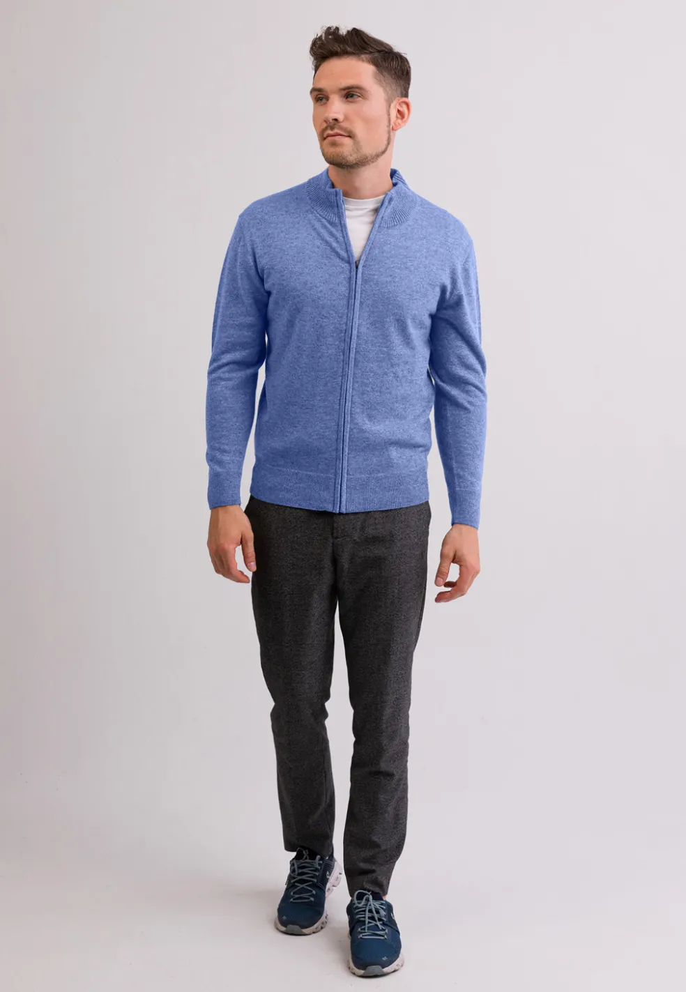 Kaschmir Strickjacke Cardigan azurblau