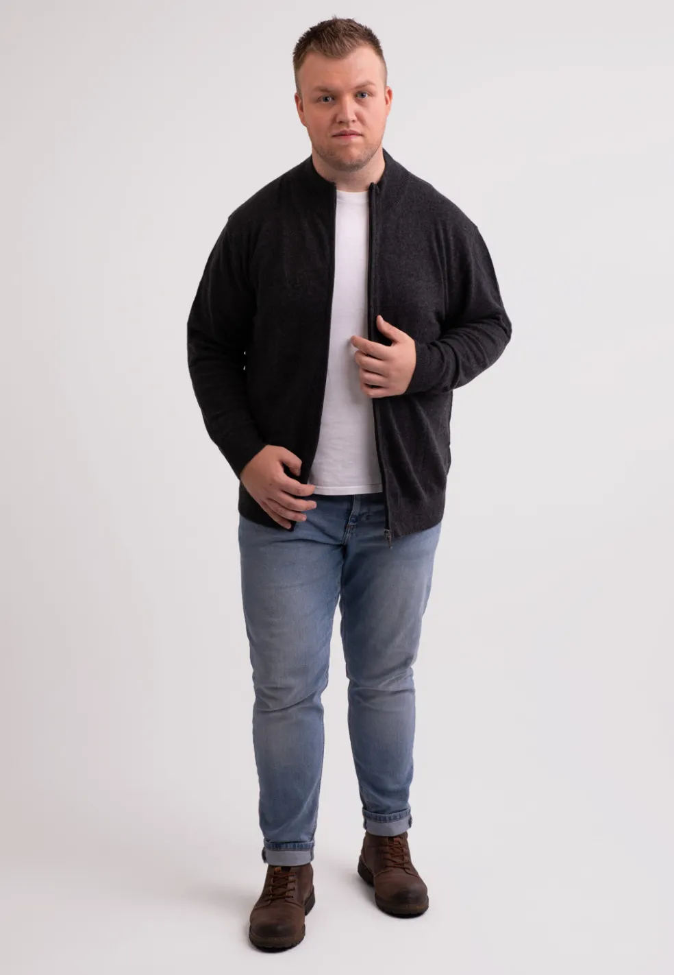 Kaschmir Strickjacke Cardigan dunkel anthrazit