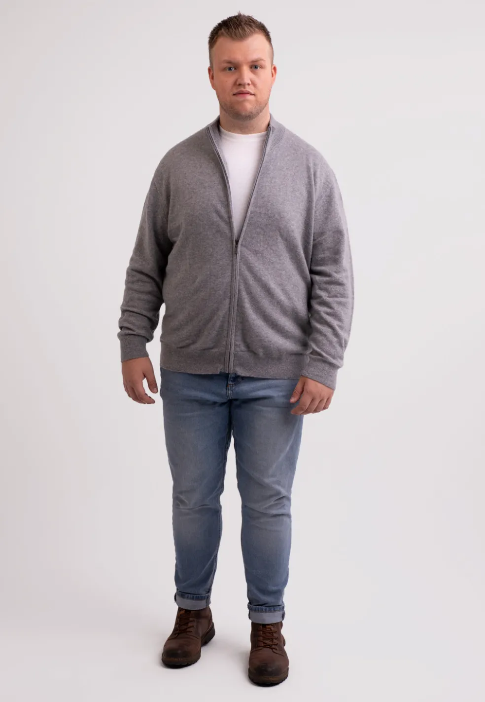 Kaschmir Strickjacke Cardigan grau