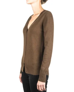 Kaschmir Strickjacke Cardigan V-Ausschnitt mocha