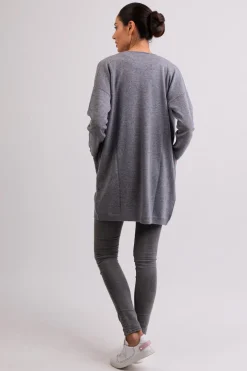 Kaschmir Strickjacke Cardigan Lang grau