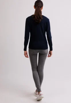 Kaschmir Strickjacke Cardigan V-Ausschnitt marine blau