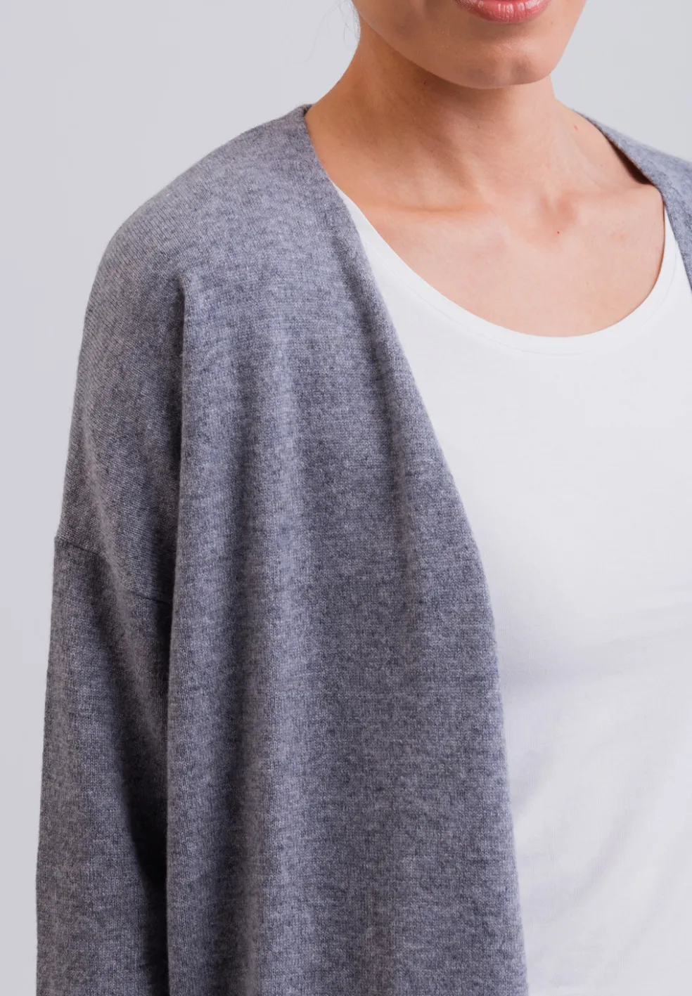 Kaschmir Strickjacke Cardigan Lang grau