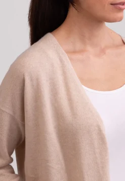 Kaschmir Strickjacke Cardigan Lang weizen