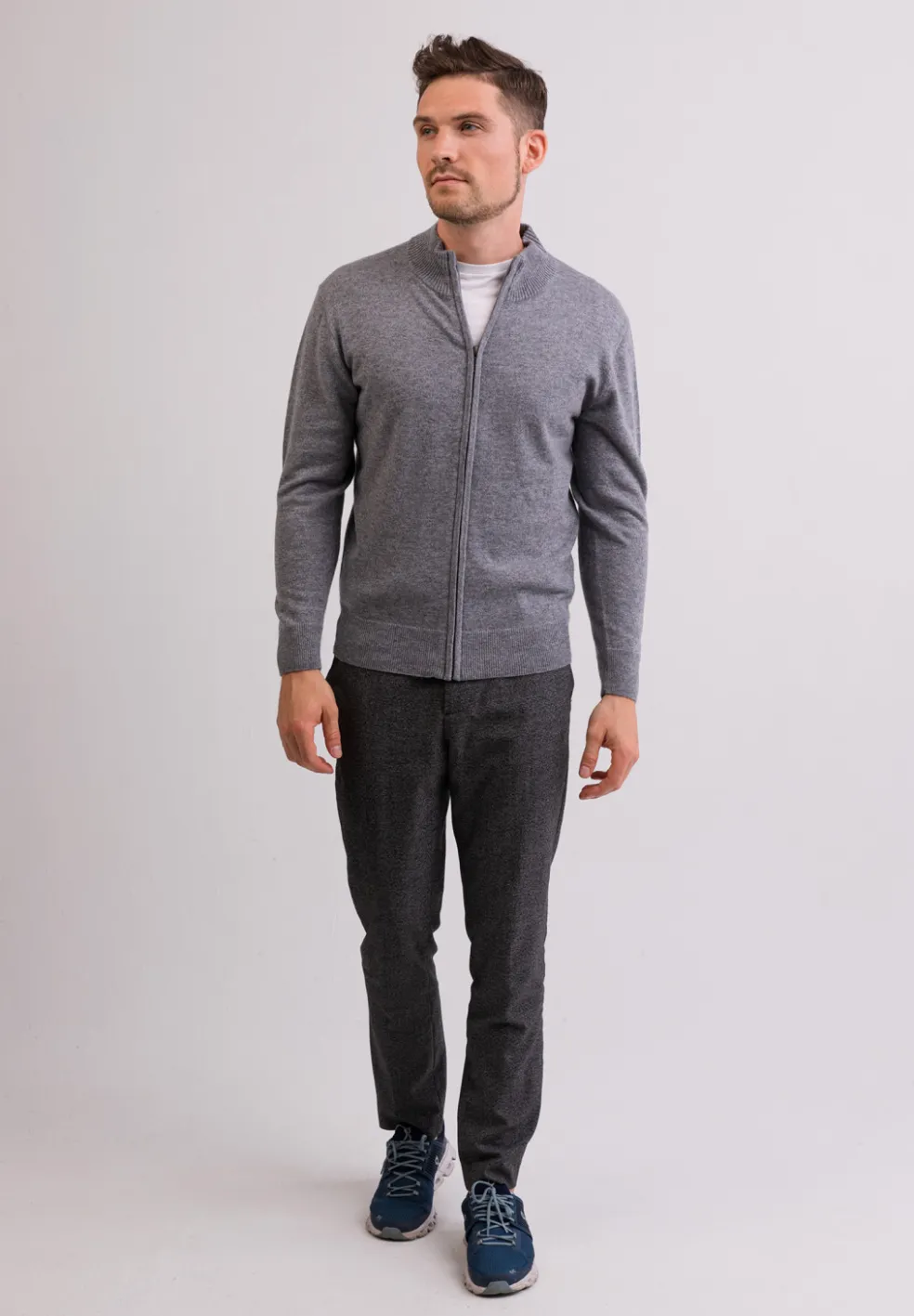 Kaschmir Strickjacke Cardigan grau