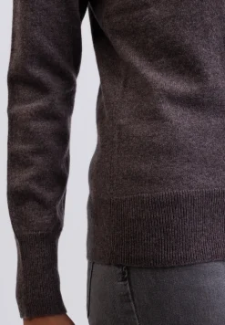 Kaschmir Strickjacke Cardigan Rundhals taupe melange