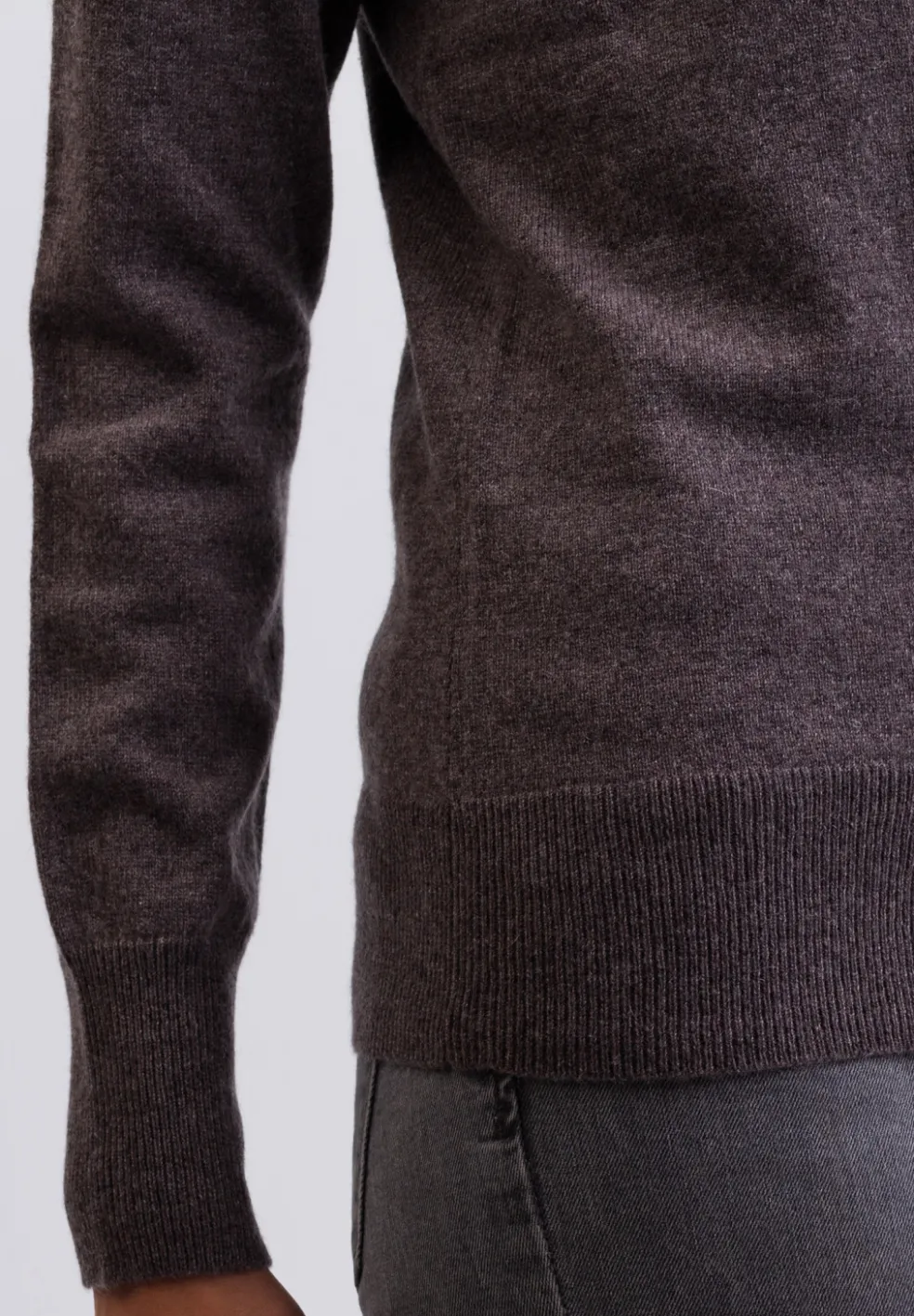 Kaschmir Strickjacke Cardigan Rundhals taupe melange