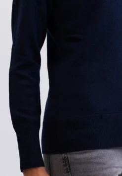 Kaschmir Strickjacke Cardigan Rundhals marine blau