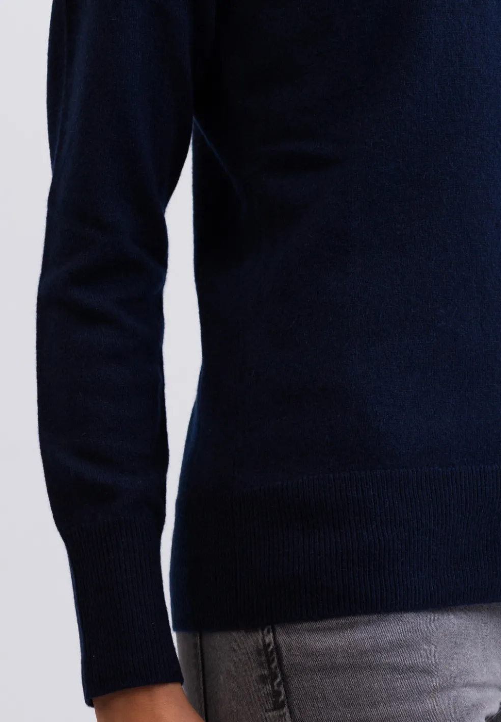 Kaschmir Strickjacke Cardigan Rundhals marine blau