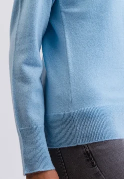 Kaschmir Strickjacke Cardigan Rundhals hellblau