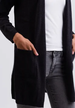 Kaschmir Strickjacke Cardigan Lang dunkel anthrazit