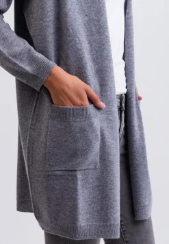 Kaschmir Strickjacke Cardigan Lang grau