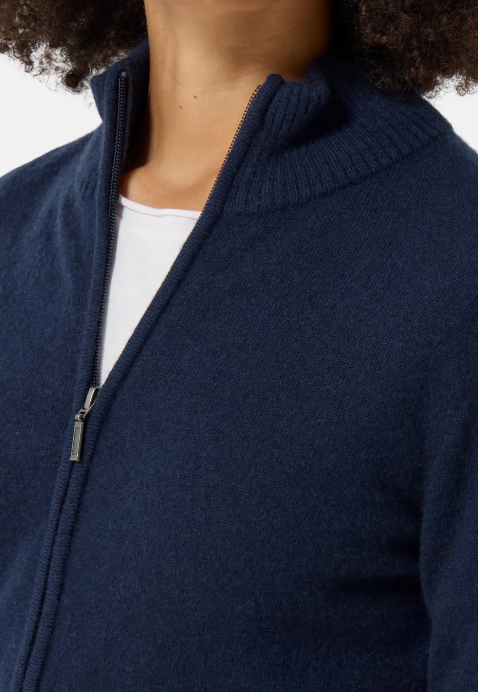 Kaschmir Strickjacke Cardigan mit Reissverschluss marine blau