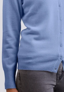 Kaschmir Strickjacke Cardigan V-Ausschnitt hellblau