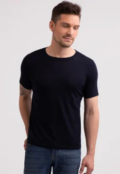 Kaschmir T-Shirt mit Rundhals marine blau