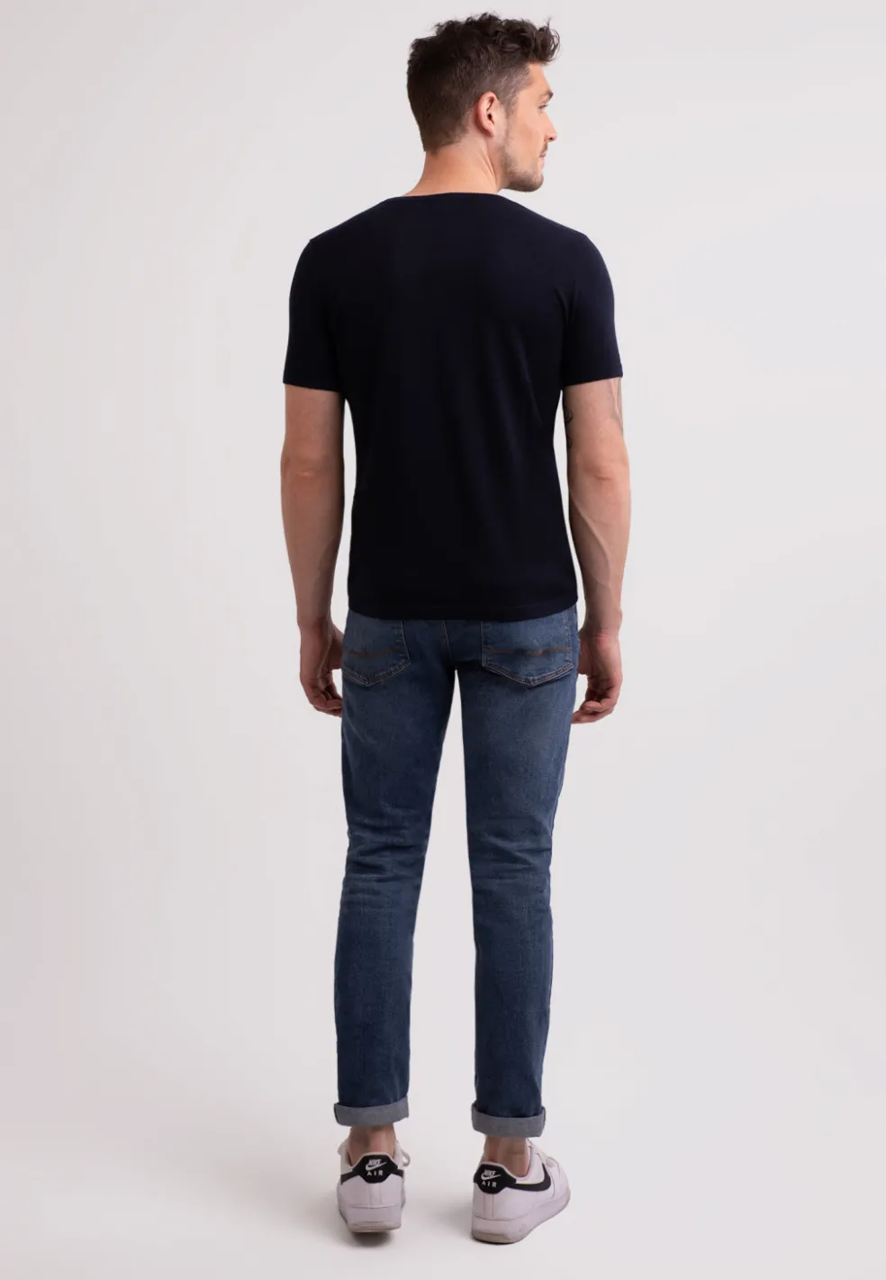 Kaschmir T-Shirt mit Rundhals marine blau