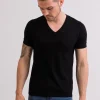 Kaschmir T-Shirt mit V-Ausschnitt schwarz
