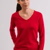 Kaschmir V-Ausschnitt Pullover rot