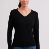 Kaschmir V-Ausschnitt Pullover schwarz