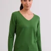 Kaschmir V-Ausschnitt Pullover grün
