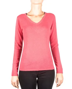 Kaschmir V-Ausschnitt Pullover virtual pink