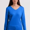 Kaschmir V-Ausschnitt Pullover dazzling blau
