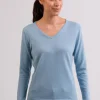 Kaschmir V-Ausschnitt Pullover hellblau