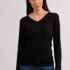 Kaschmir V-Ausschnitt Pullover schwarz (Frühling)